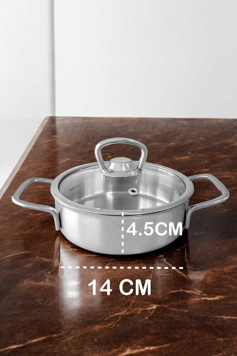 Kapaklı Sahan Tencere 14 cm Mini Paslanmaz Çelik 720321